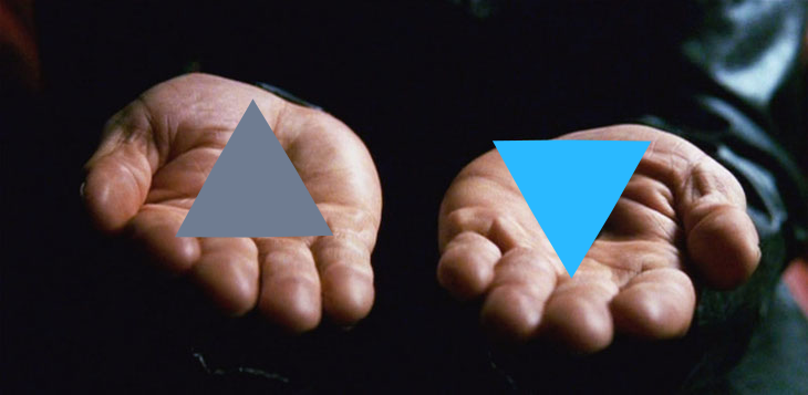 Gray triangle or blue triangle ?